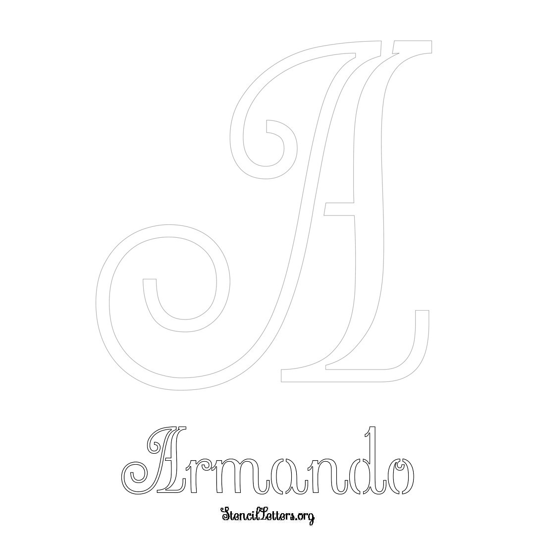 Armando printable name initial stencil in Ornamental Cursive Lettering