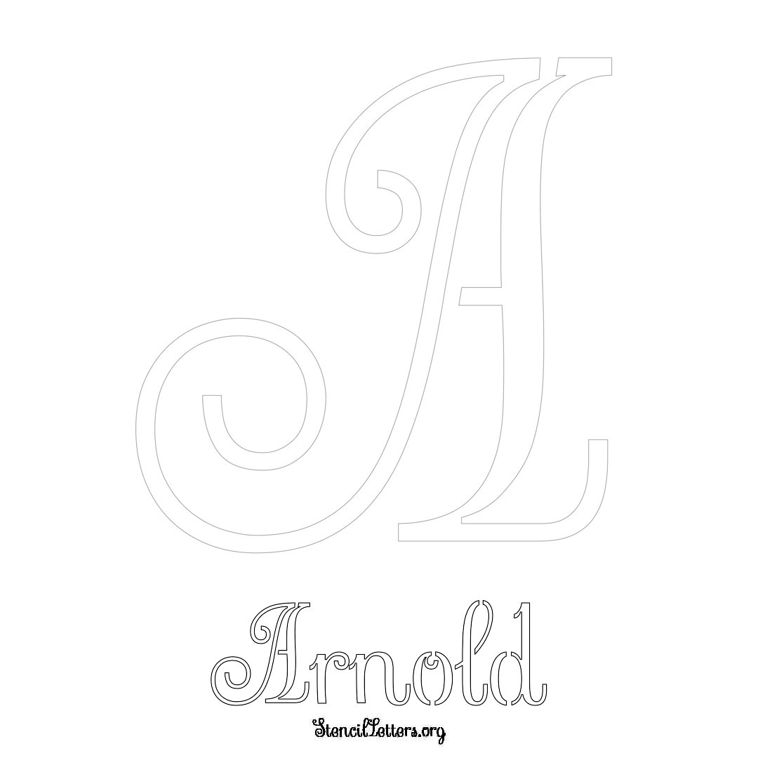 Arnold printable name initial stencil in Ornamental Cursive Lettering