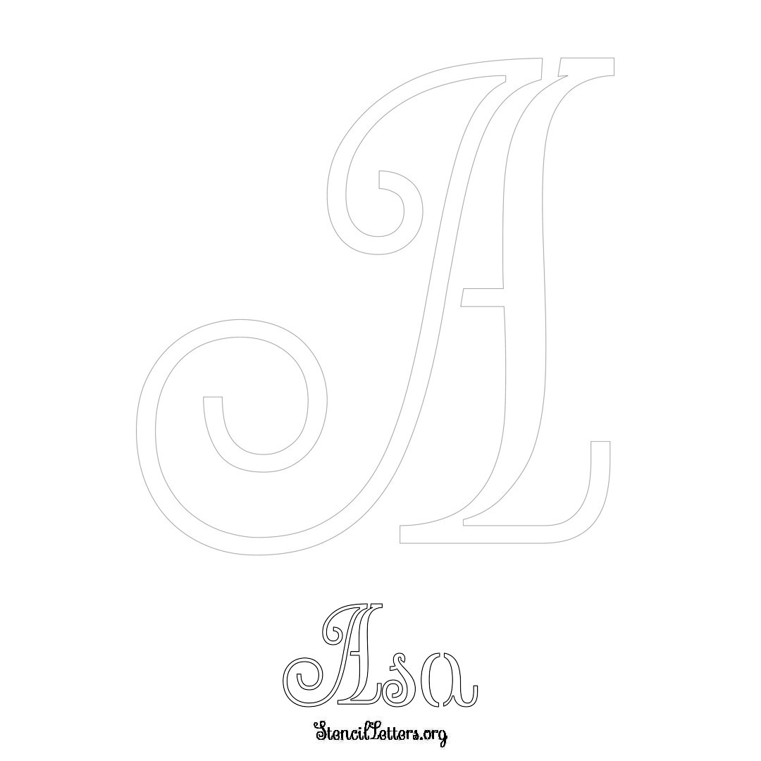 Asa printable name initial stencil in Ornamental Cursive Lettering