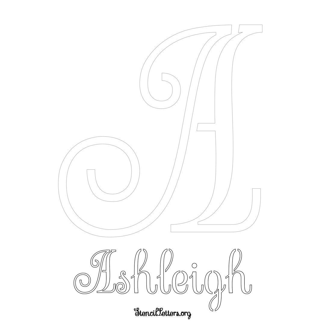 Ashleigh printable name initial stencil in Ornamental Cursive Lettering