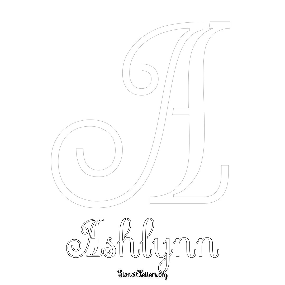 Ashlynn printable name initial stencil in Ornamental Cursive Lettering