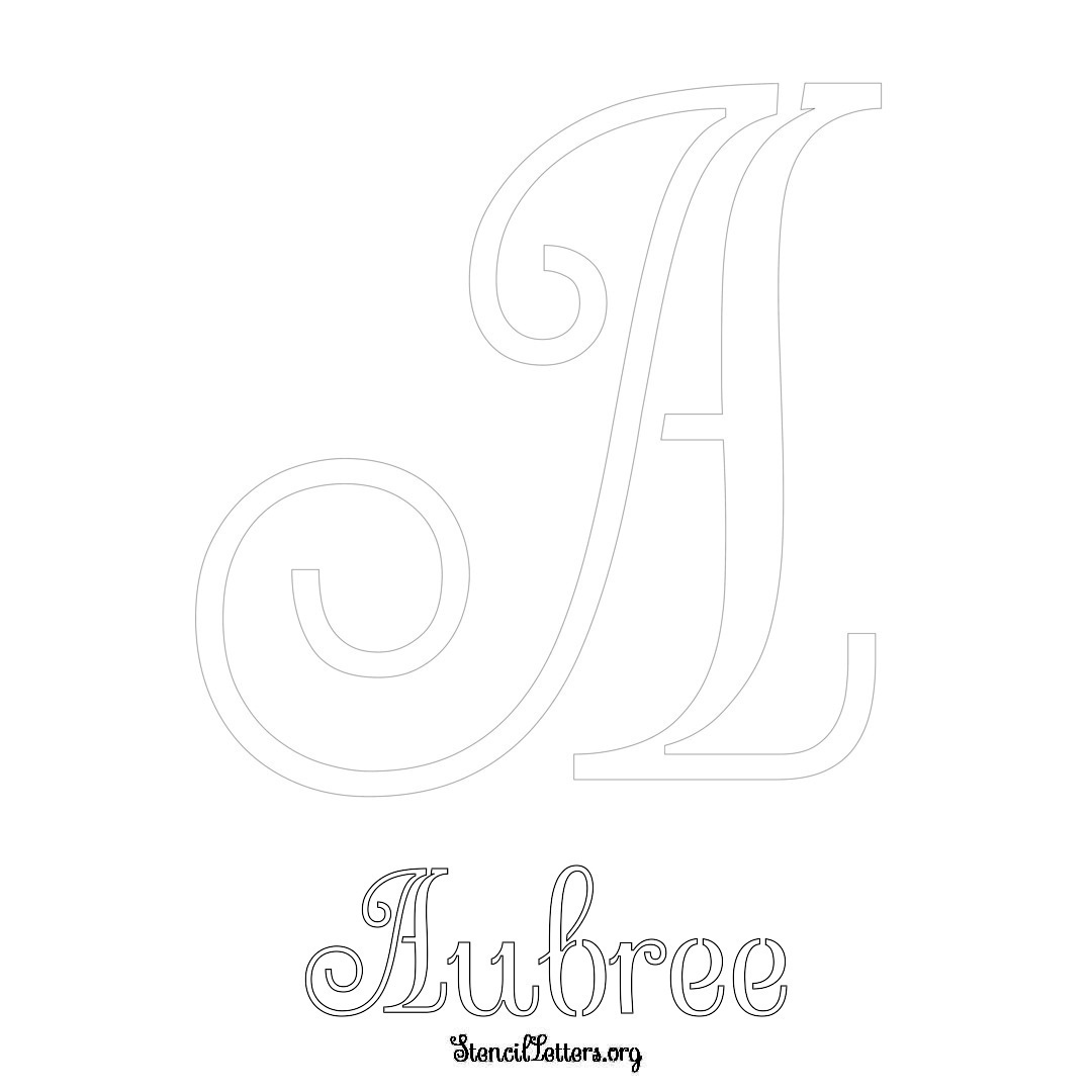 Aubree printable name initial stencil in Ornamental Cursive Lettering