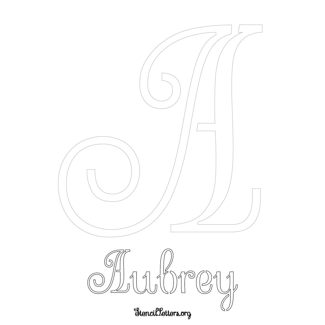 Aubrey printable name initial stencil in Ornamental Cursive Lettering