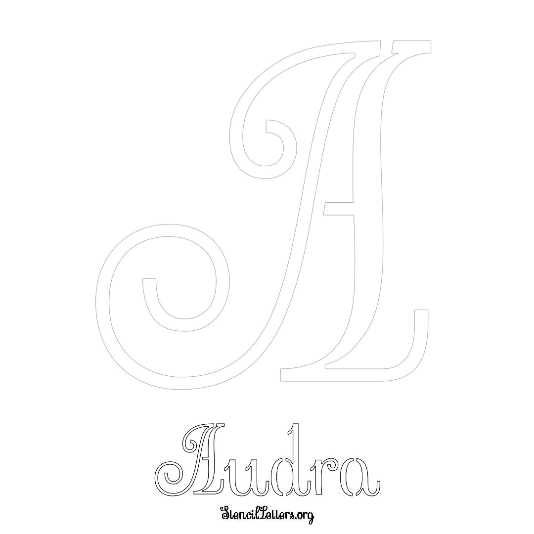 Audra printable name initial stencil in Ornamental Cursive Lettering