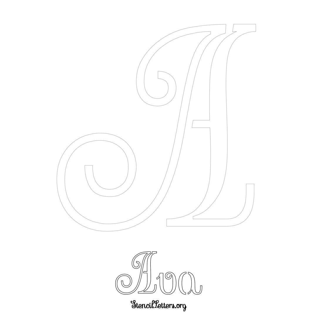 Ava printable name initial stencil in Ornamental Cursive Lettering