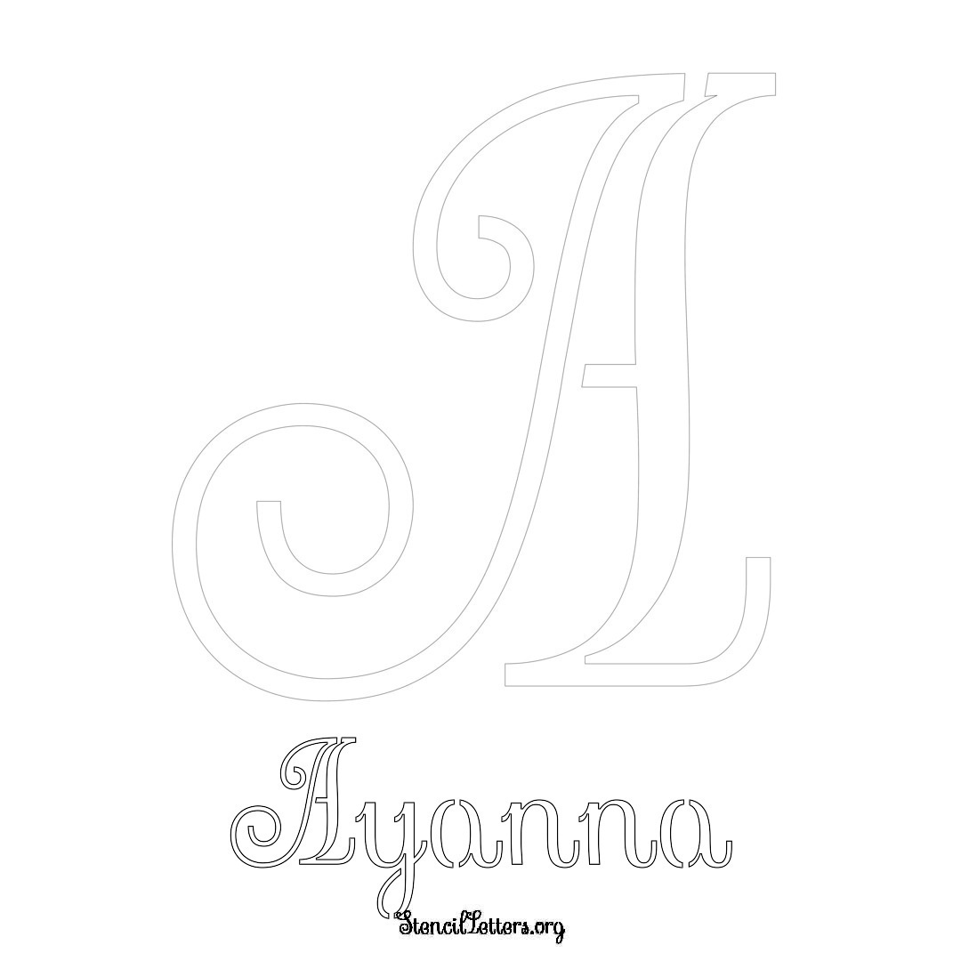 Ayanna printable name initial stencil in Ornamental Cursive Lettering