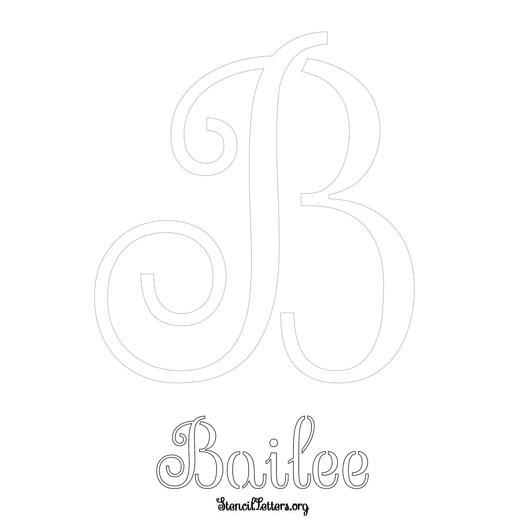 Bailee printable name initial stencil in Ornamental Cursive Lettering