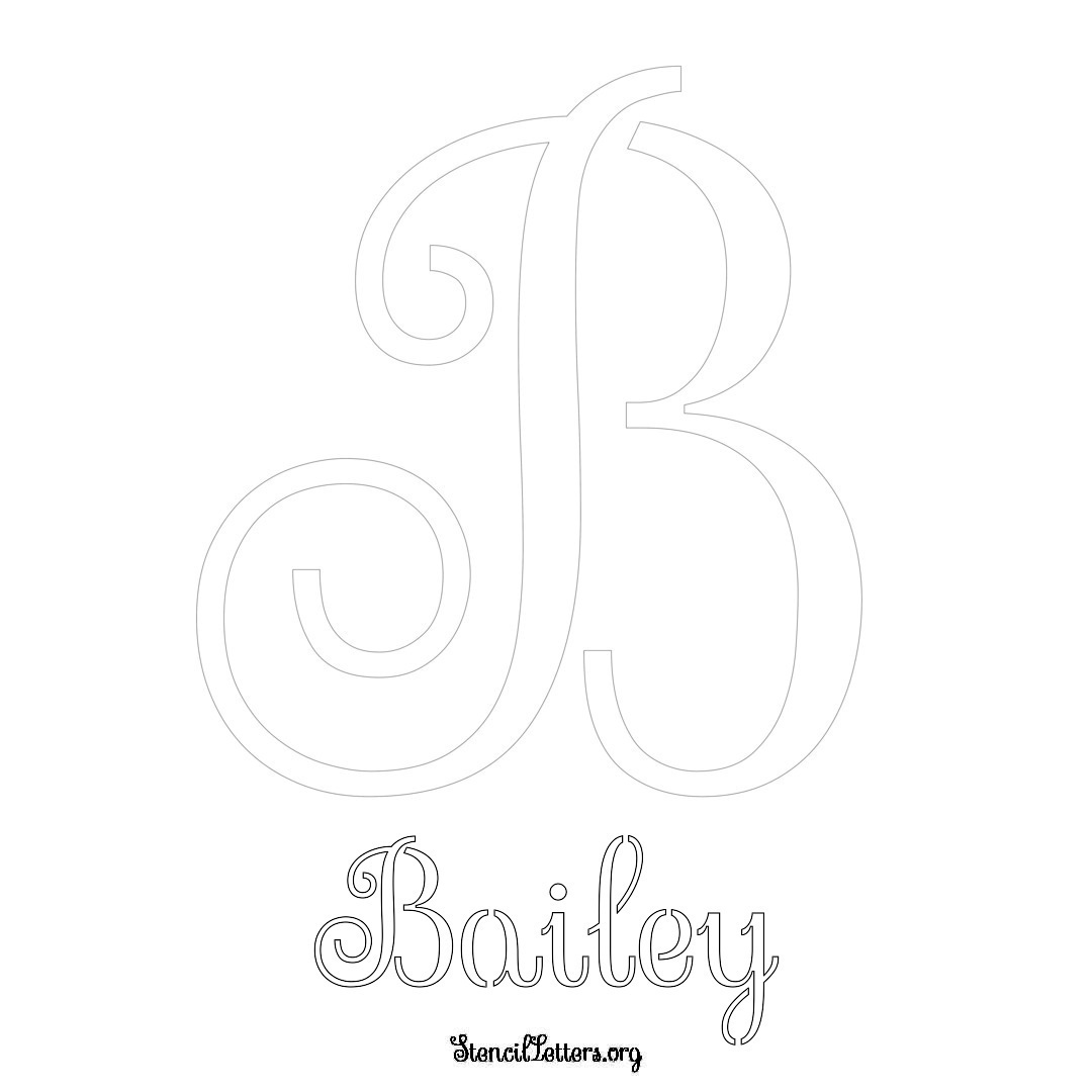 Bailey printable name initial stencil in Ornamental Cursive Lettering