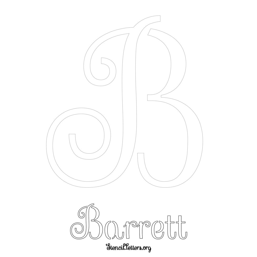 Barrett printable name initial stencil in Ornamental Cursive Lettering