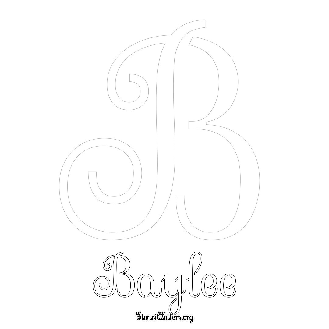 Baylee printable name initial stencil in Ornamental Cursive Lettering