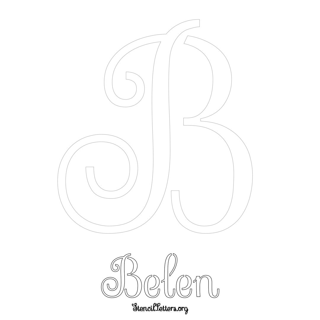 Belen printable name initial stencil in Ornamental Cursive Lettering