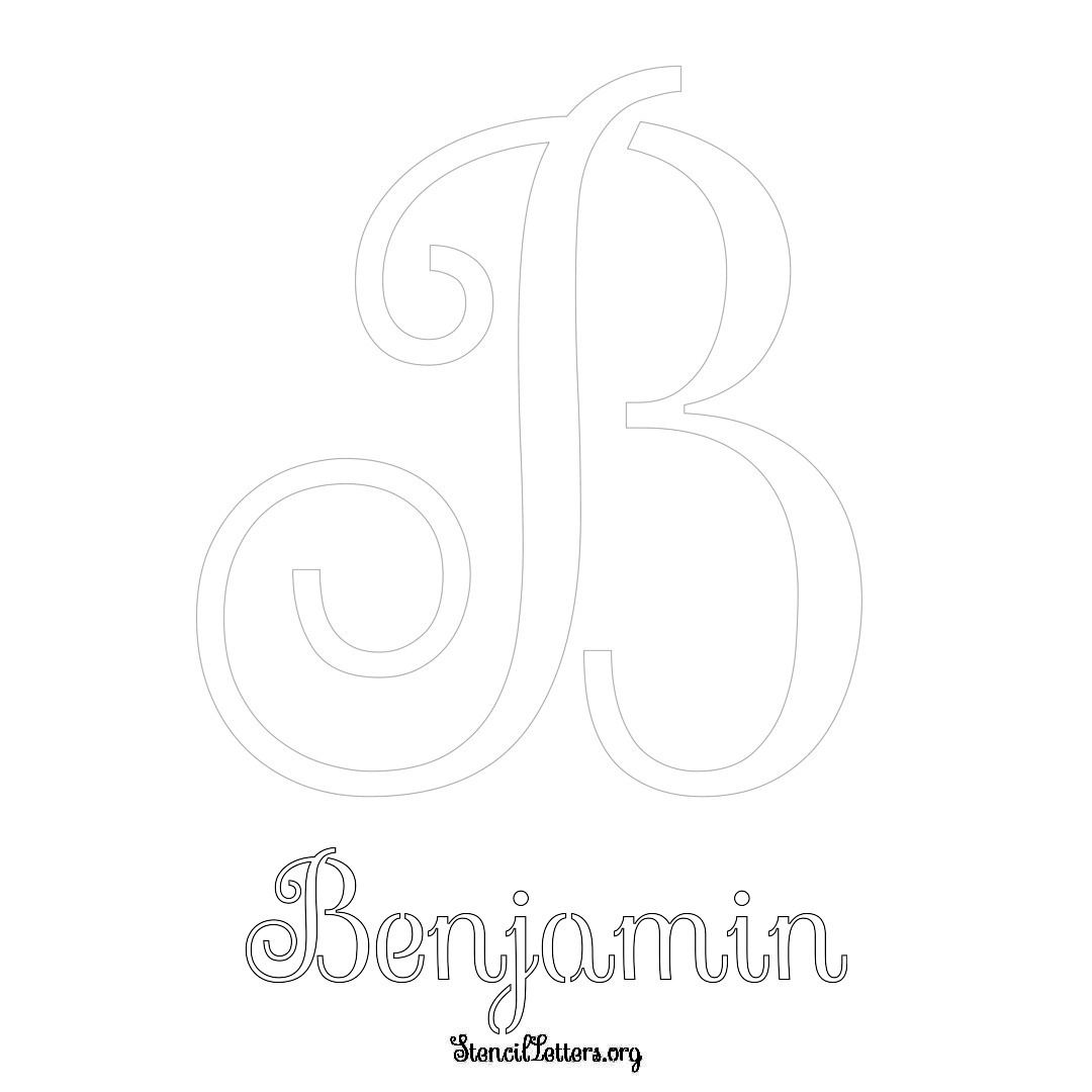 Benjamin printable name initial stencil in Ornamental Cursive Lettering