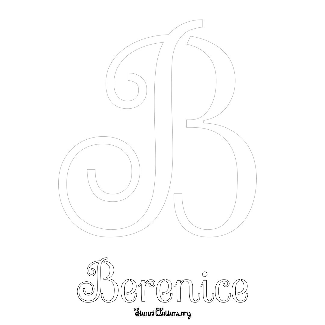 Berenice printable name initial stencil in Ornamental Cursive Lettering