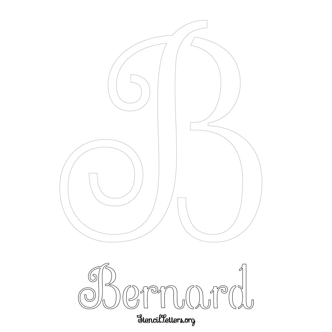 Bernard printable name initial stencil in Ornamental Cursive Lettering