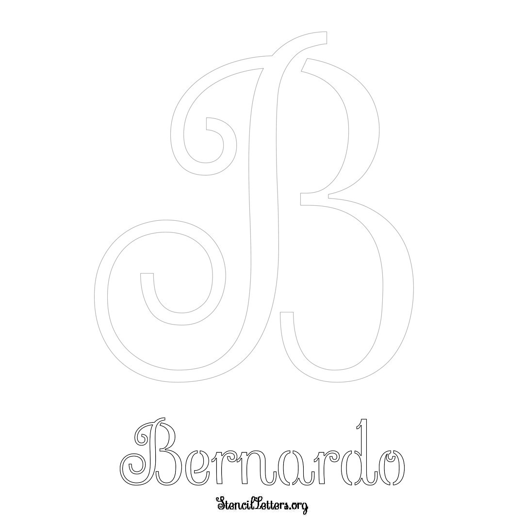 Bernardo printable name initial stencil in Ornamental Cursive Lettering