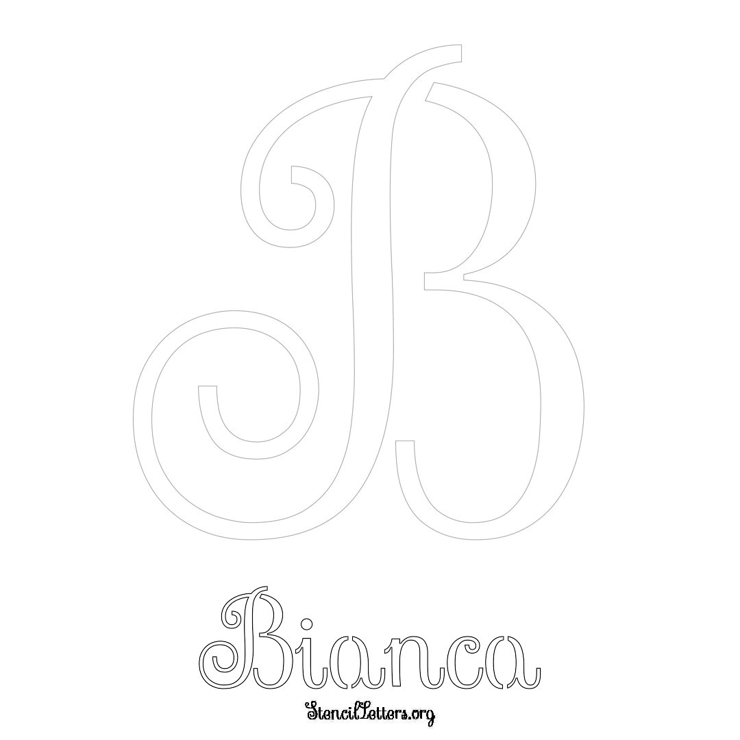 Bianca printable name initial stencil in Ornamental Cursive Lettering