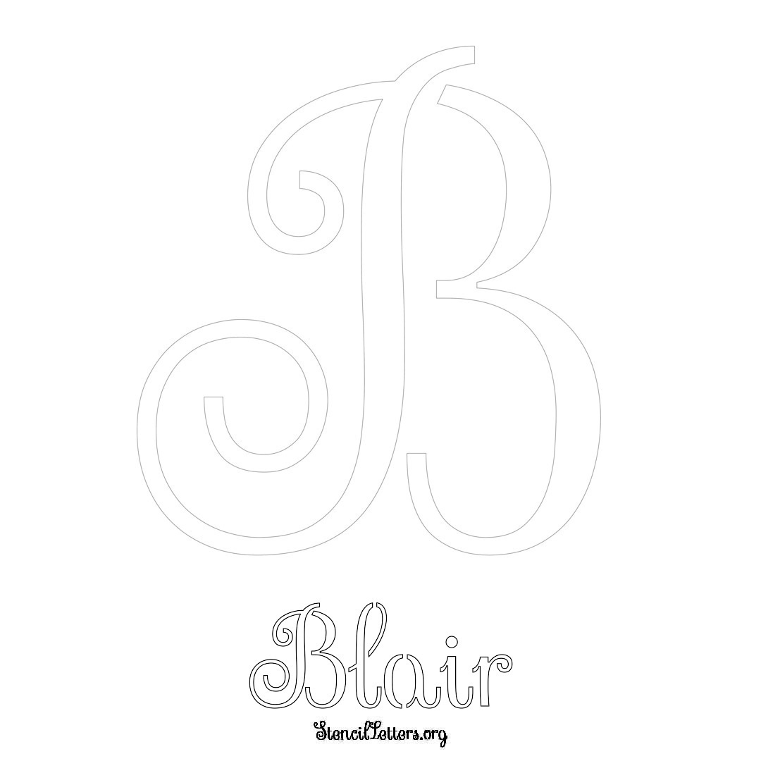 Blair printable name initial stencil in Ornamental Cursive Lettering