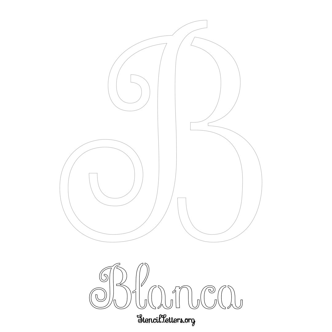 Blanca printable name initial stencil in Ornamental Cursive Lettering