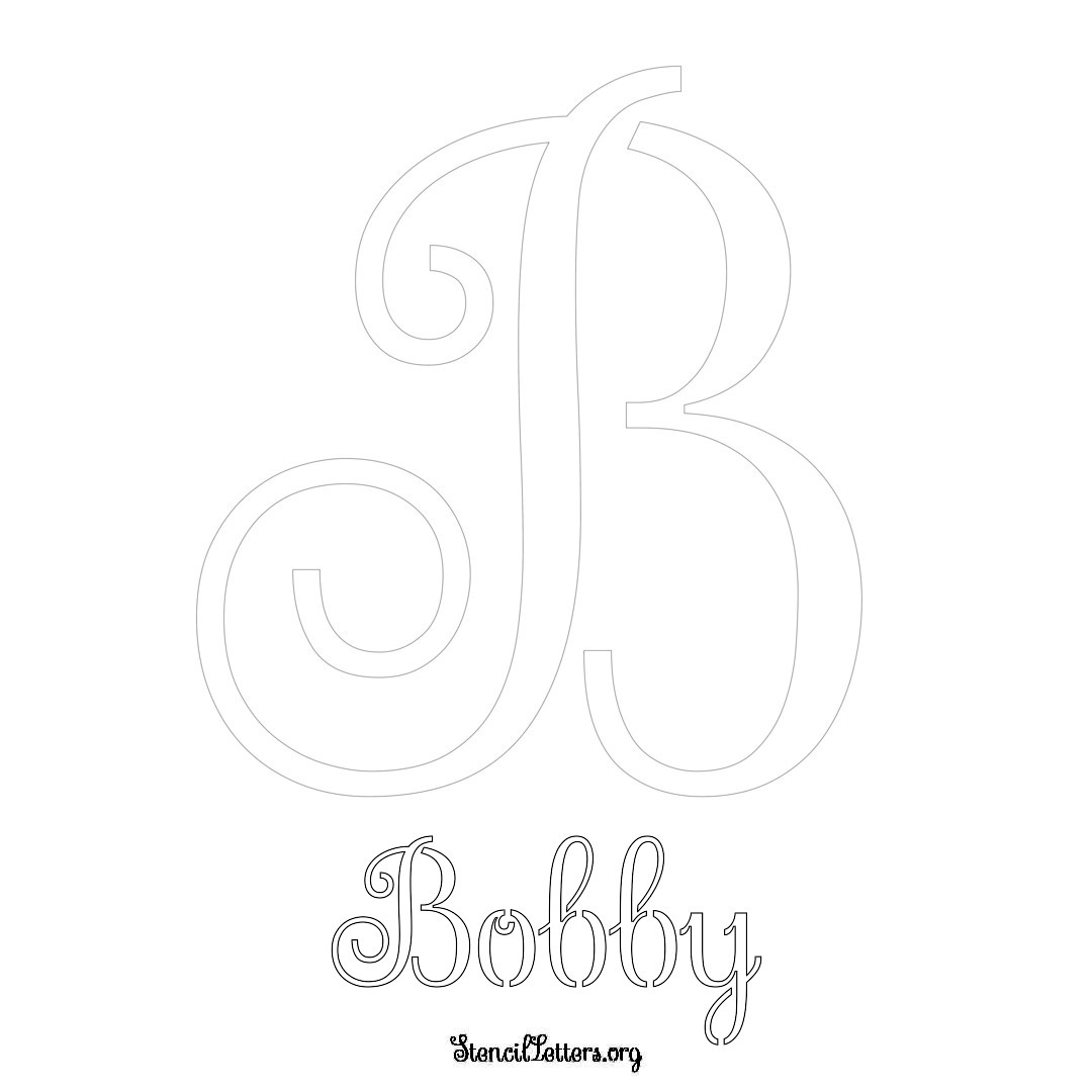 Bobby printable name initial stencil in Ornamental Cursive Lettering