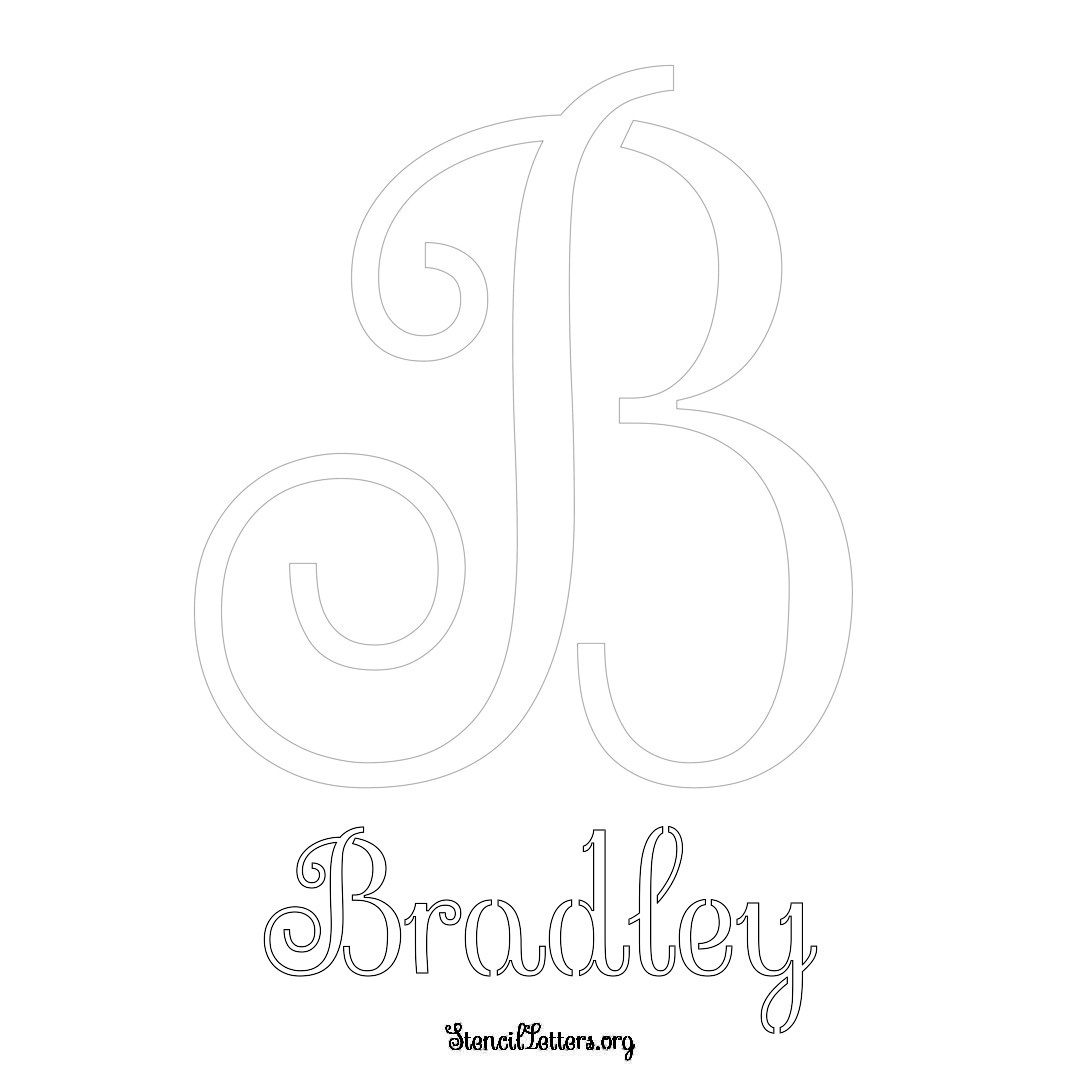 Bradley printable name initial stencil in Ornamental Cursive Lettering