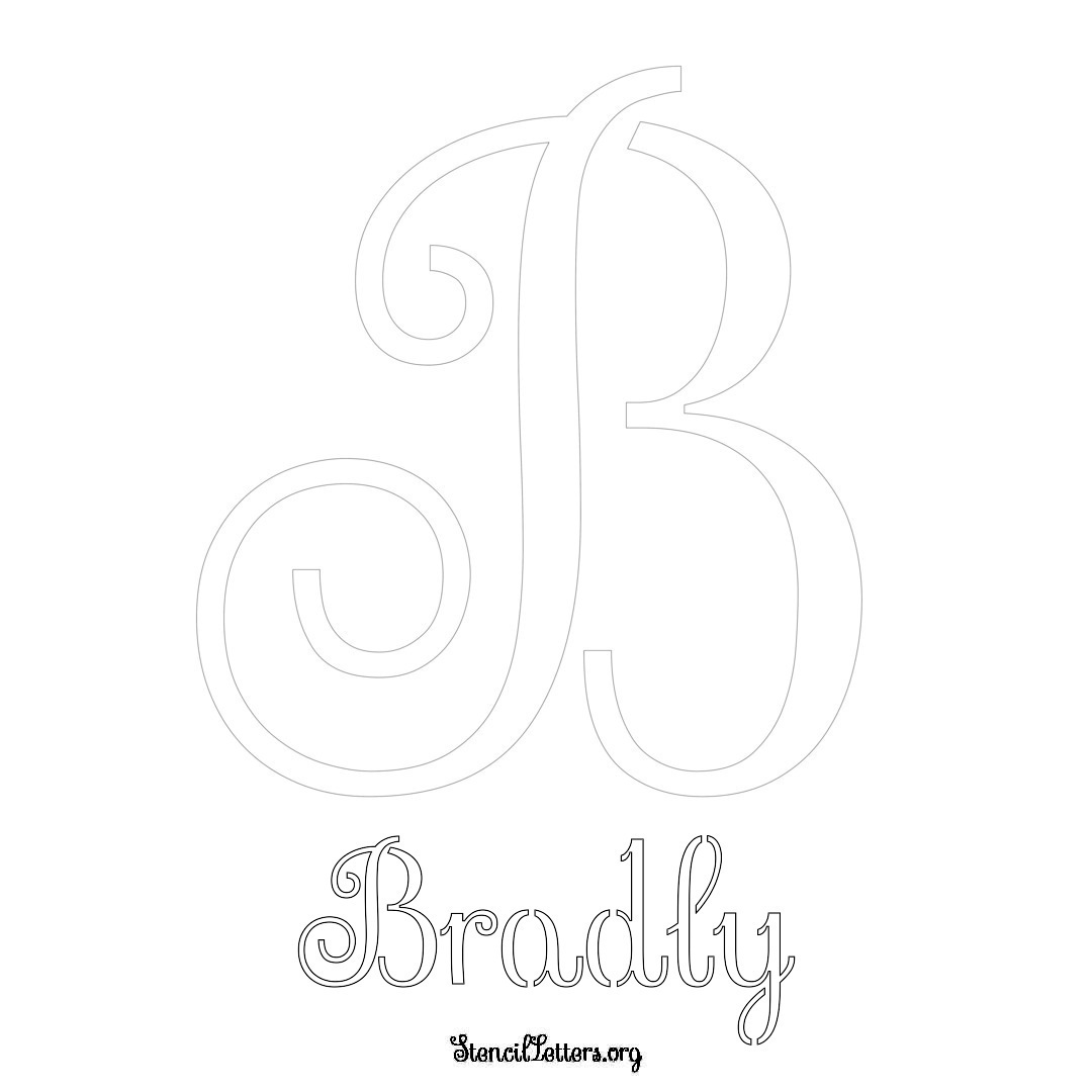 Bradly printable name initial stencil in Ornamental Cursive Lettering