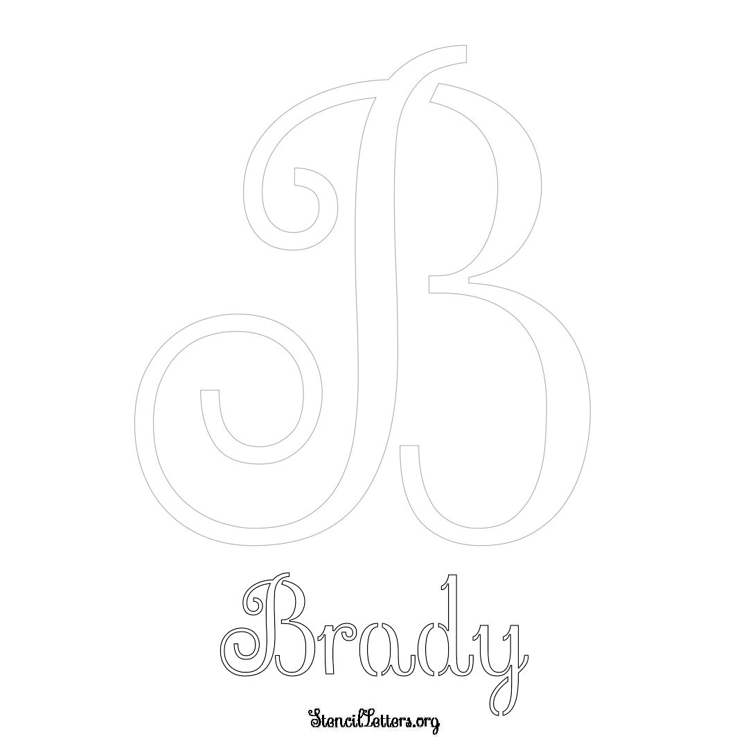 Brady printable name initial stencil in Ornamental Cursive Lettering