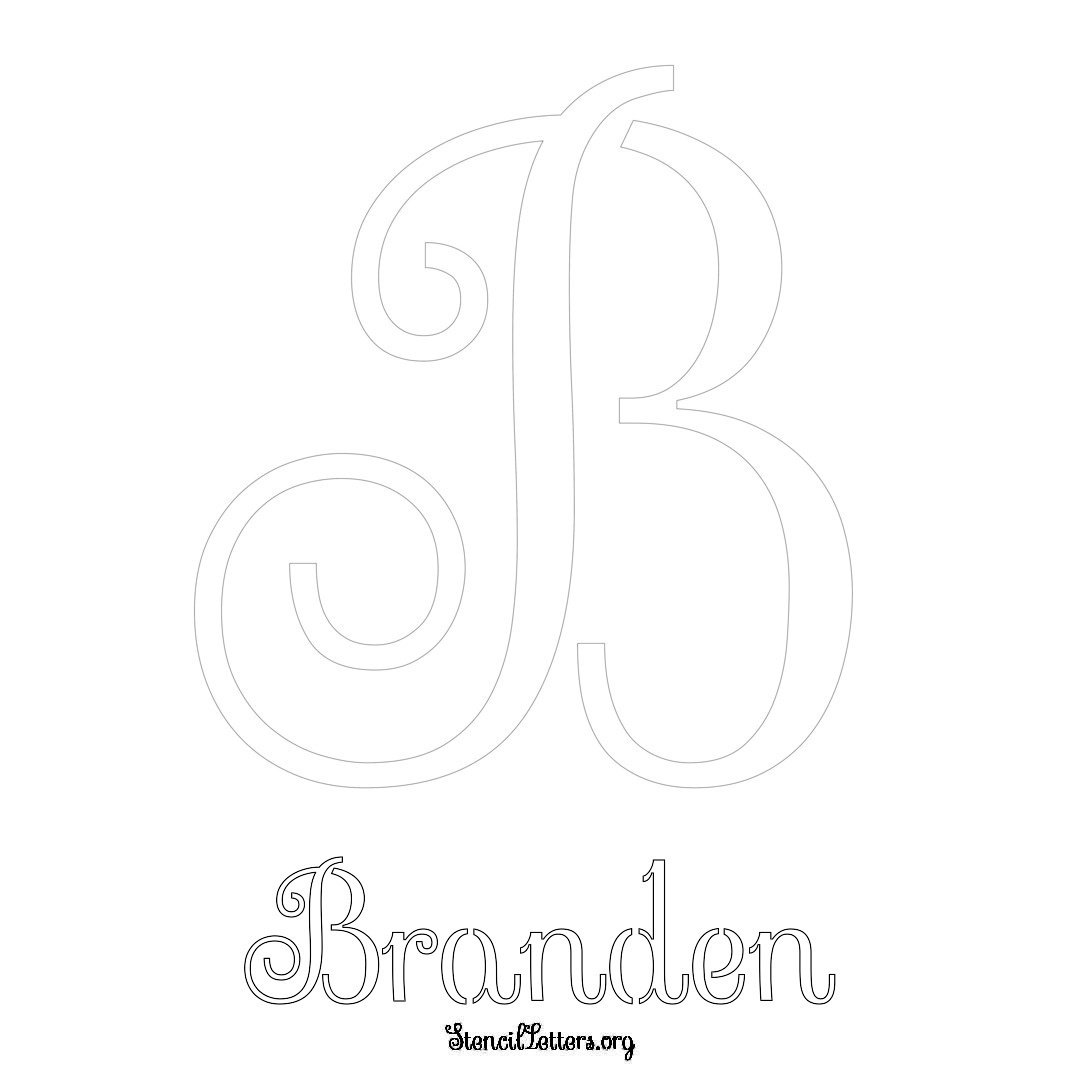 Branden printable name initial stencil in Ornamental Cursive Lettering