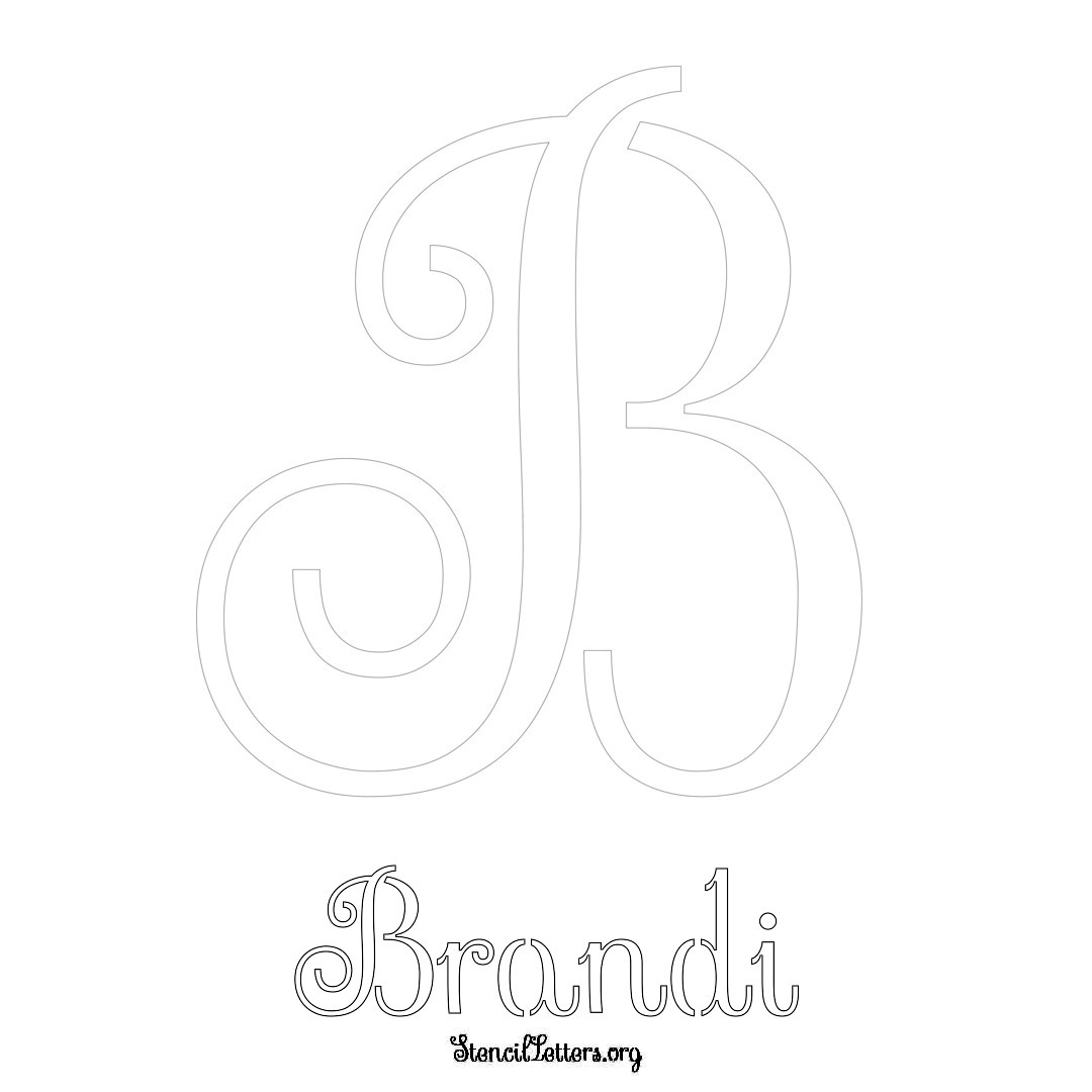 Brandi printable name initial stencil in Ornamental Cursive Lettering