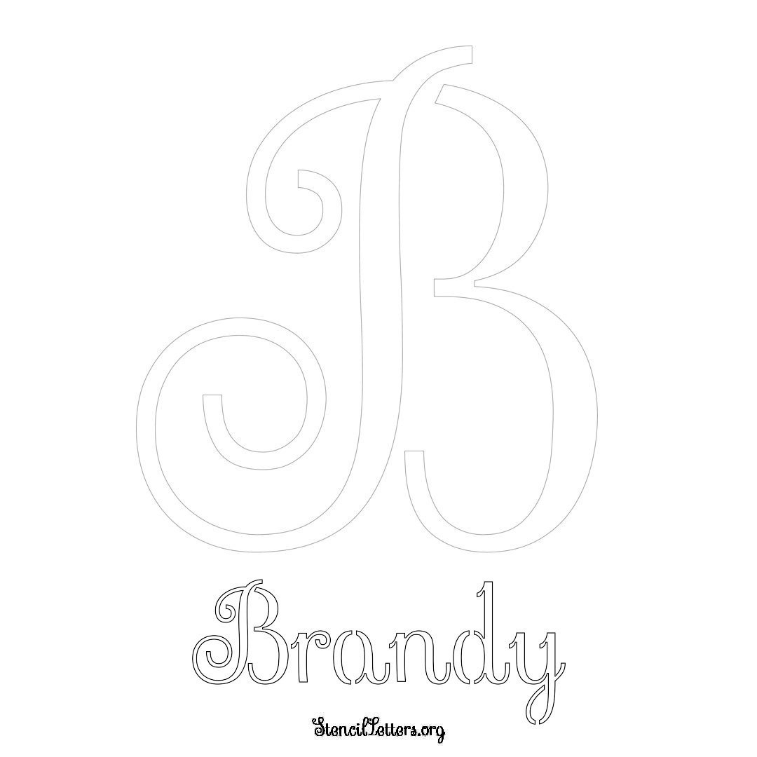 Brandy printable name initial stencil in Ornamental Cursive Lettering