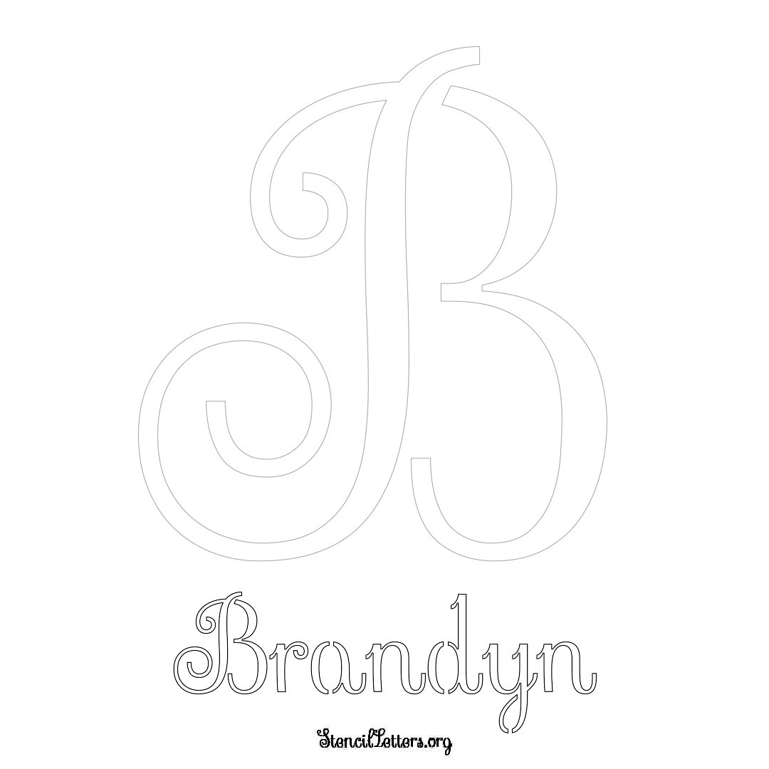 Brandyn printable name initial stencil in Ornamental Cursive Lettering