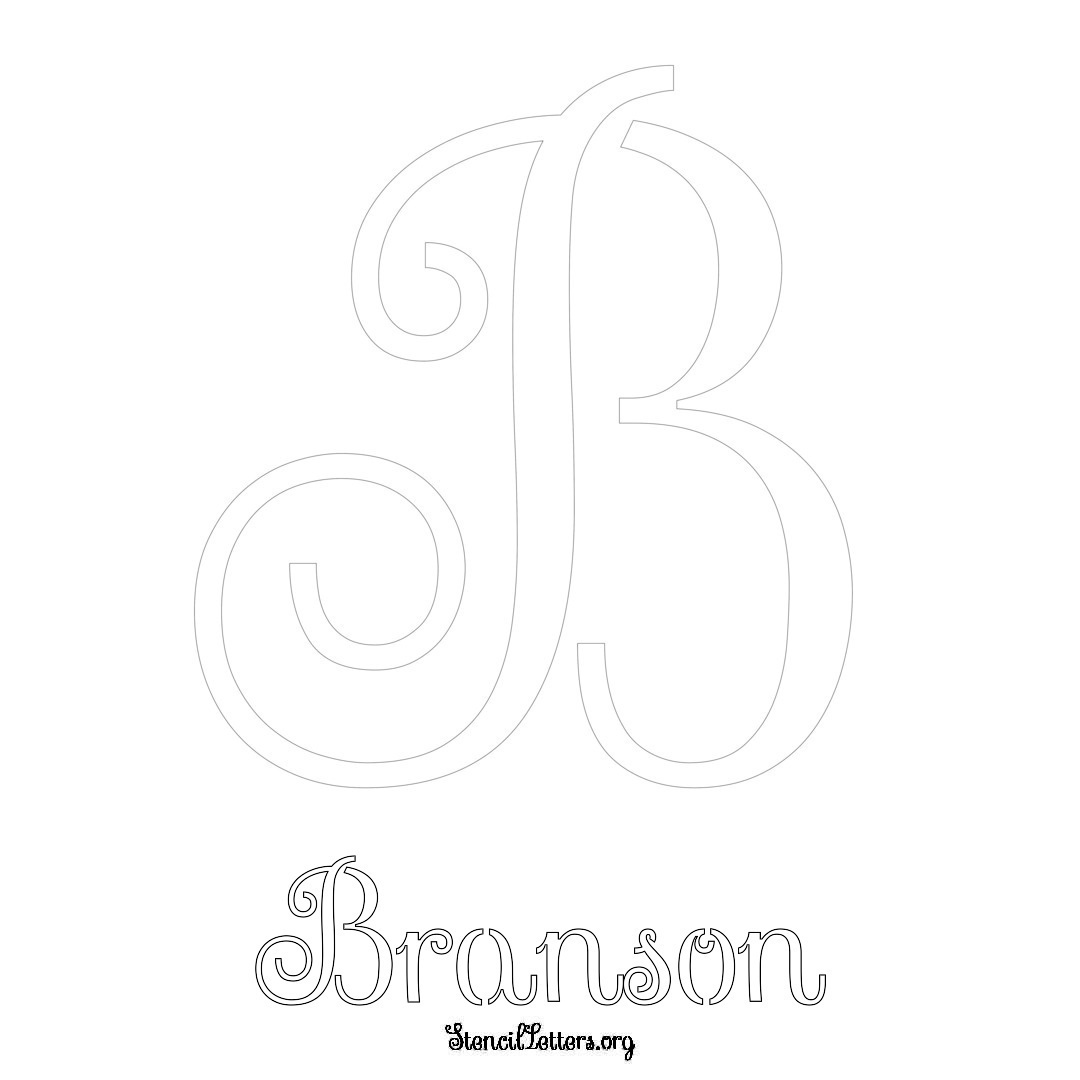 Branson printable name initial stencil in Ornamental Cursive Lettering