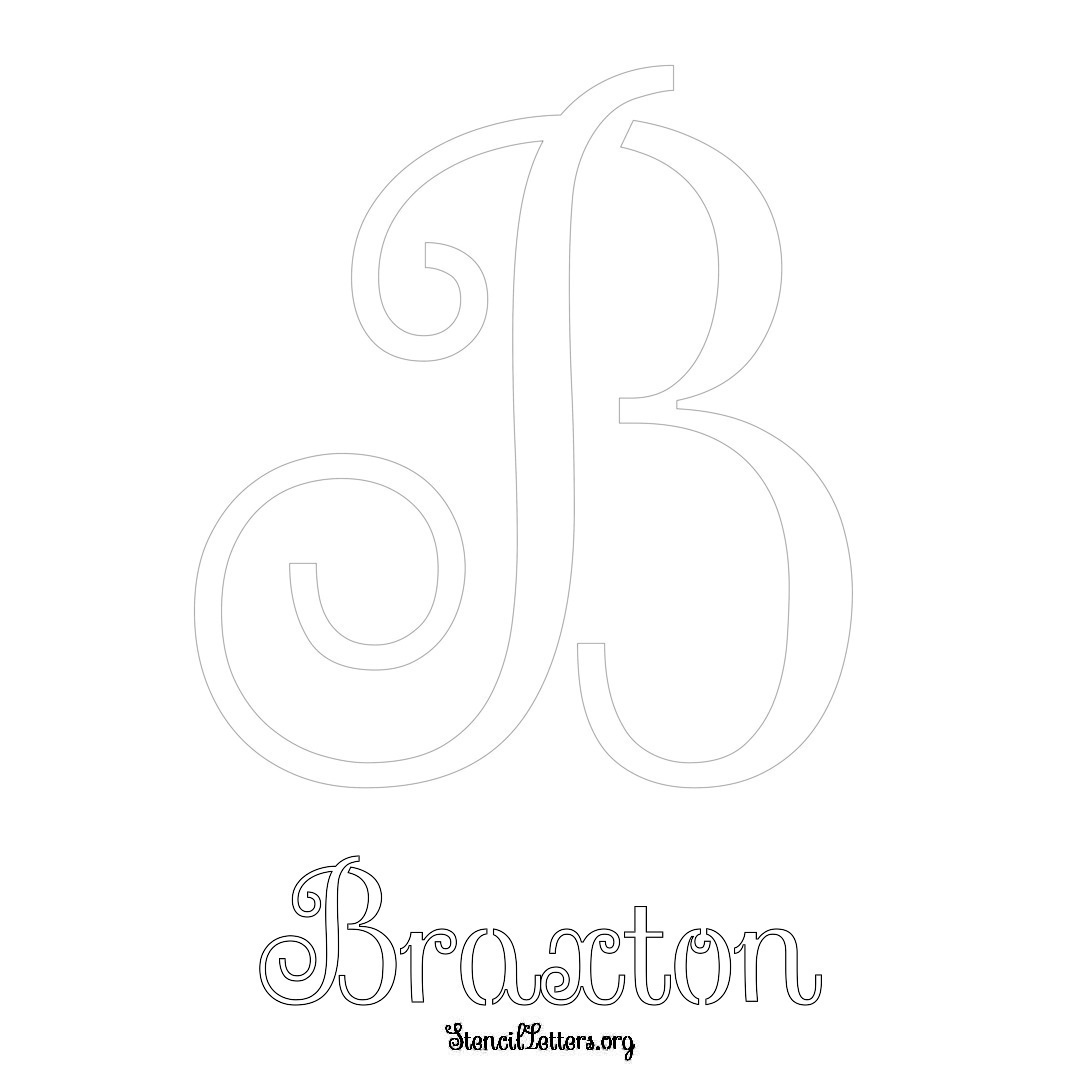Braxton printable name initial stencil in Ornamental Cursive Lettering