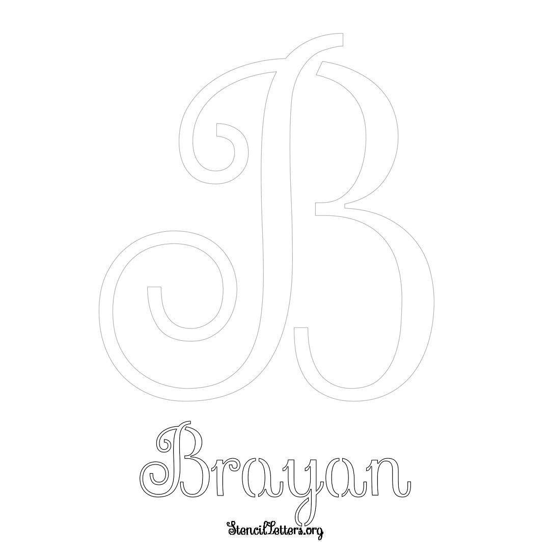 Brayan printable name initial stencil in Ornamental Cursive Lettering