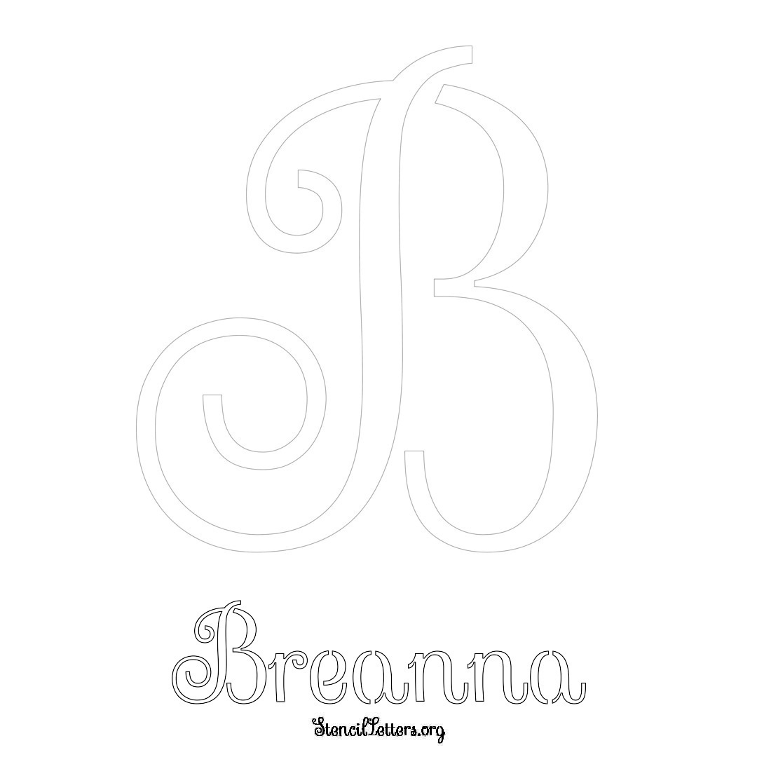 Breanna printable name initial stencil in Ornamental Cursive Lettering