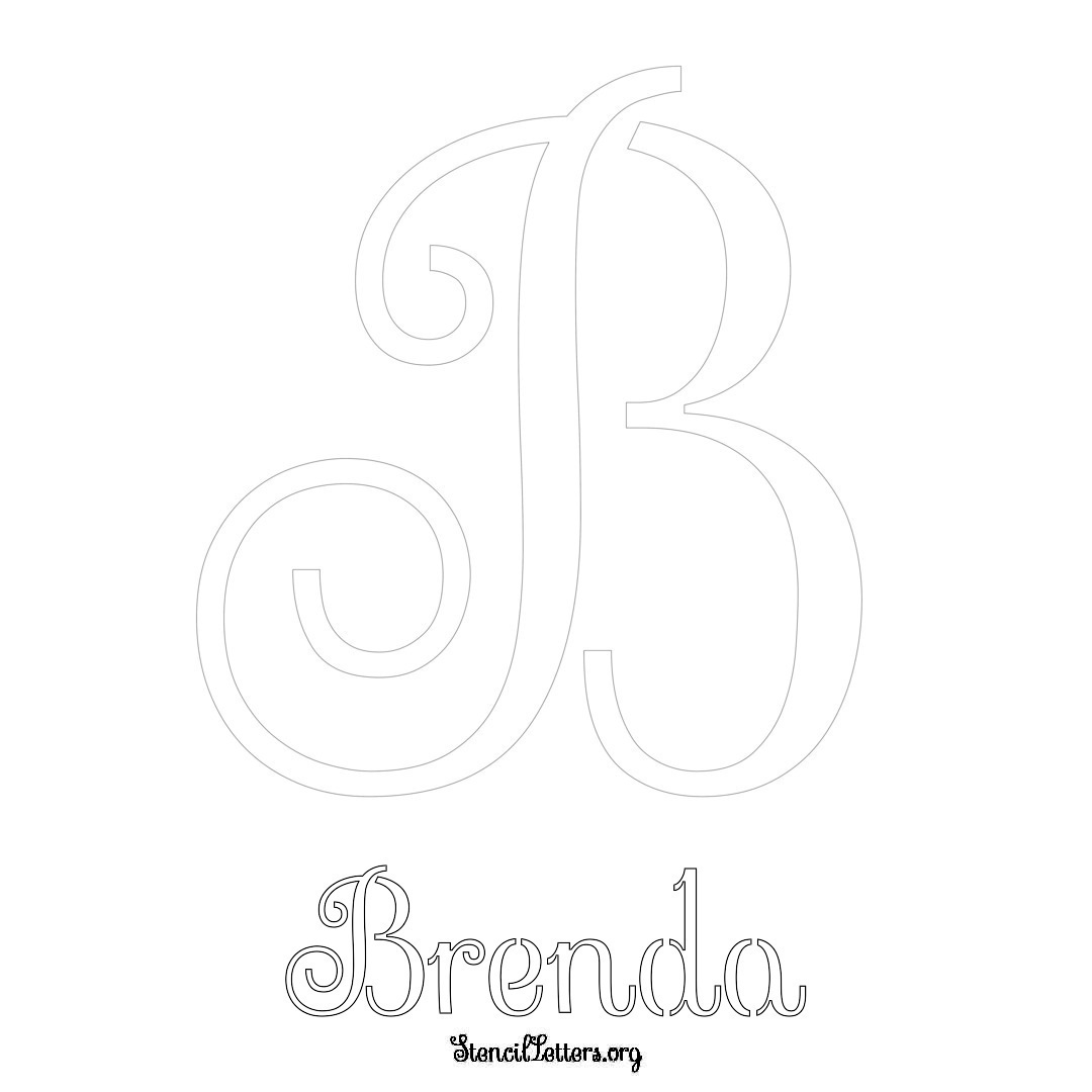 Brenda printable name initial stencil in Ornamental Cursive Lettering
