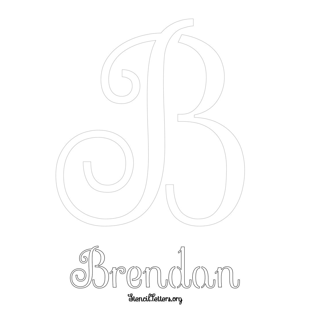 Brendan printable name initial stencil in Ornamental Cursive Lettering