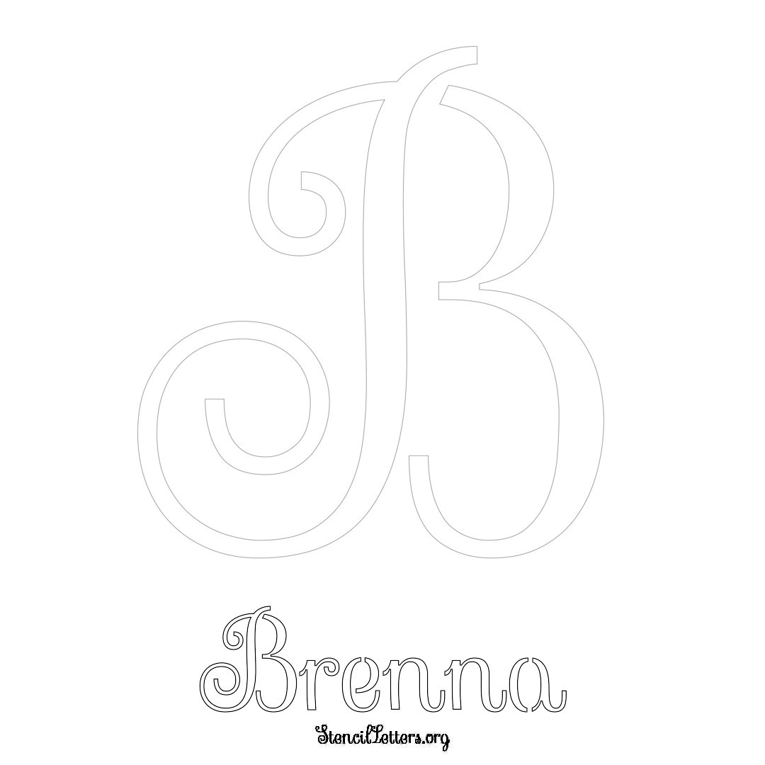 Brenna printable name initial stencil in Ornamental Cursive Lettering