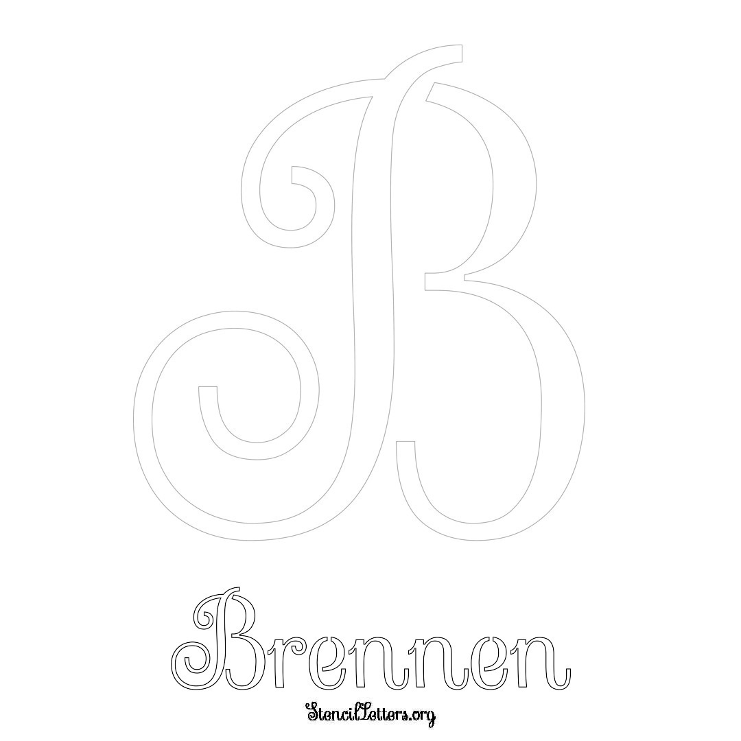 Brennen printable name initial stencil in Ornamental Cursive Lettering