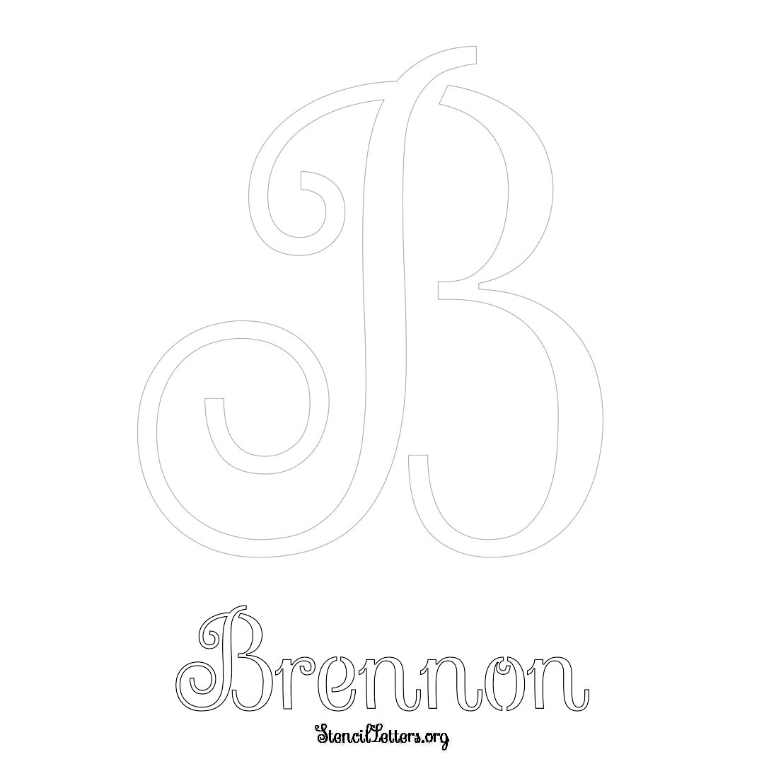 Brennon printable name initial stencil in Ornamental Cursive Lettering