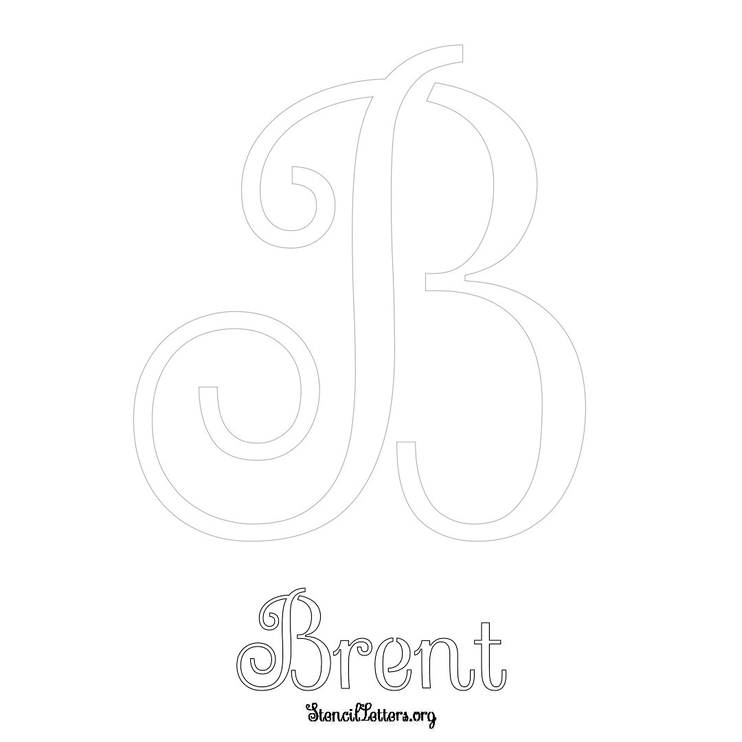 Brent printable name initial stencil in Ornamental Cursive Lettering