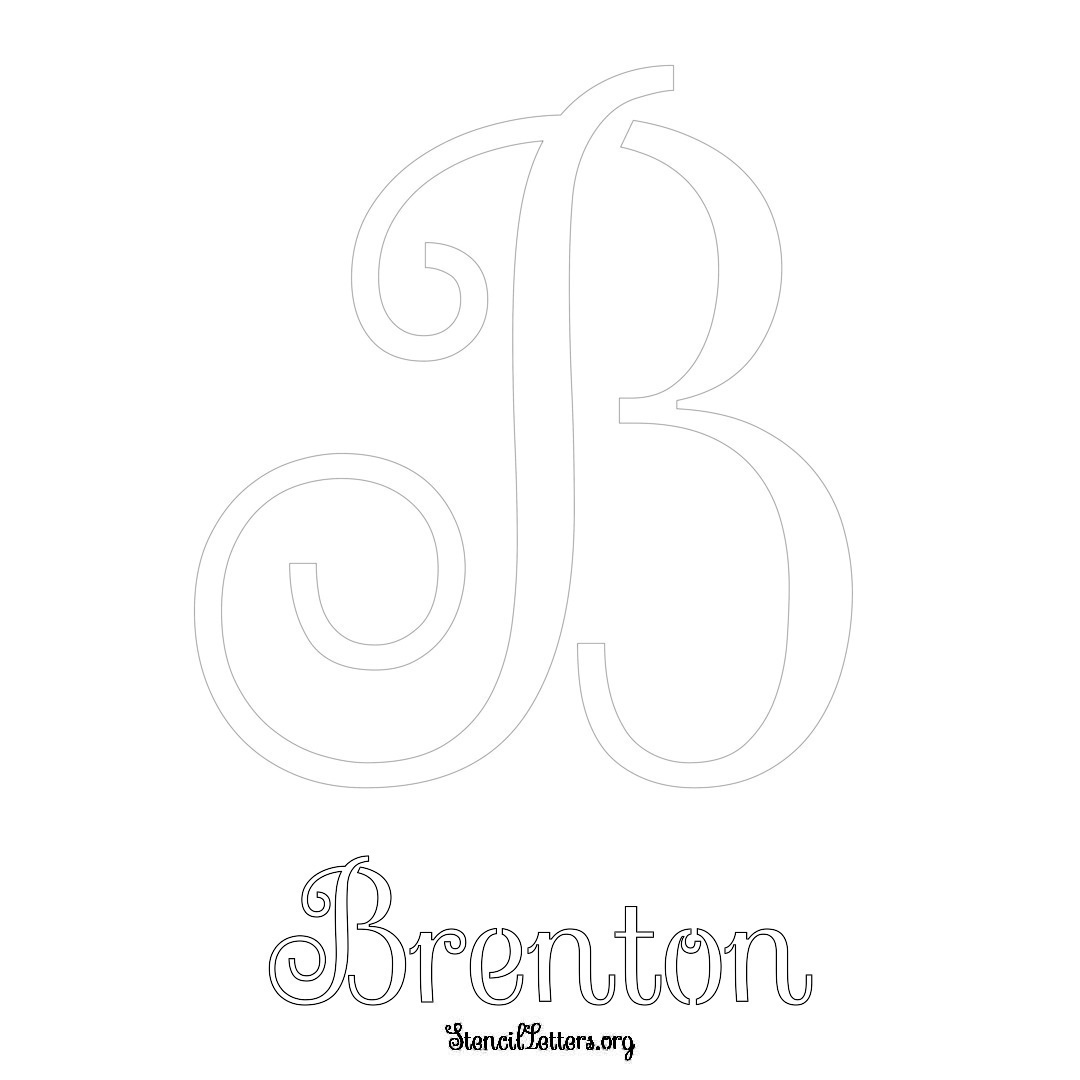 Brenton printable name initial stencil in Ornamental Cursive Lettering