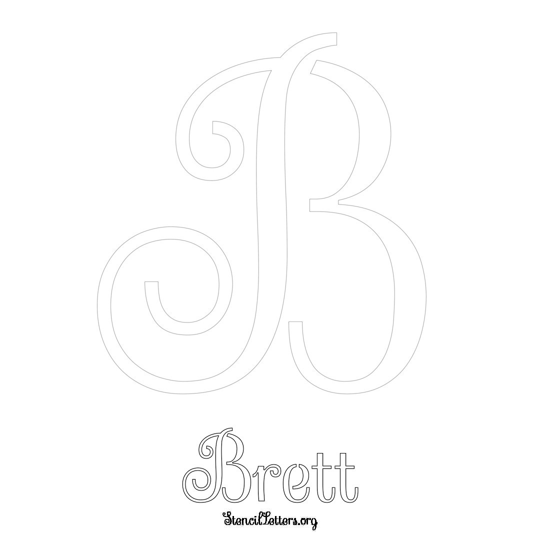 Brett printable name initial stencil in Ornamental Cursive Lettering