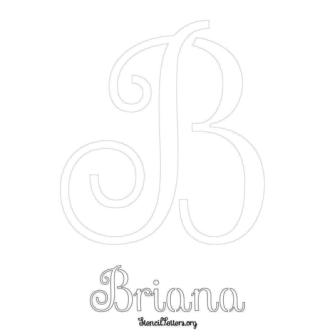 Briana printable name initial stencil in Ornamental Cursive Lettering