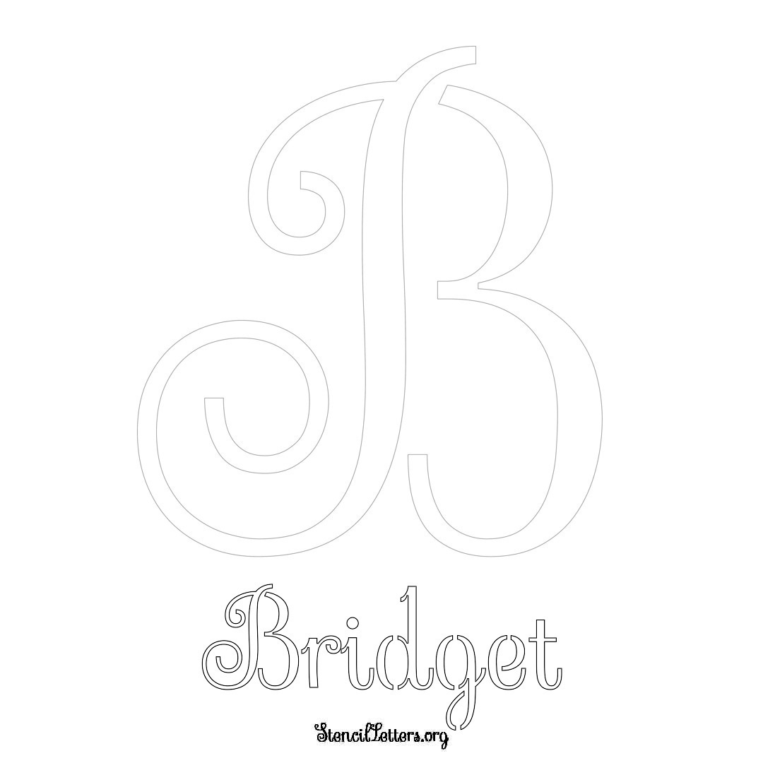 Bridget printable name initial stencil in Ornamental Cursive Lettering