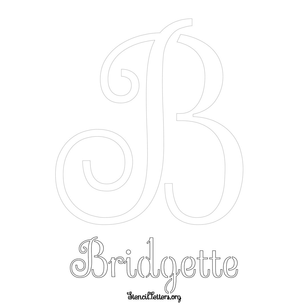 Bridgette printable name initial stencil in Ornamental Cursive Lettering