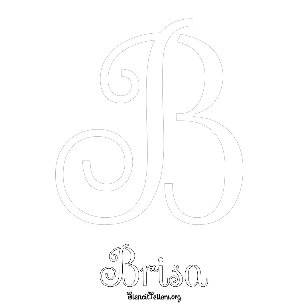 Brisa printable name initial stencil in Ornamental Cursive Lettering