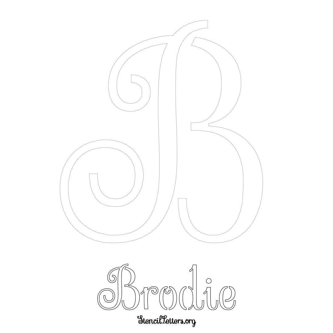 Brodie printable name initial stencil in Ornamental Cursive Lettering