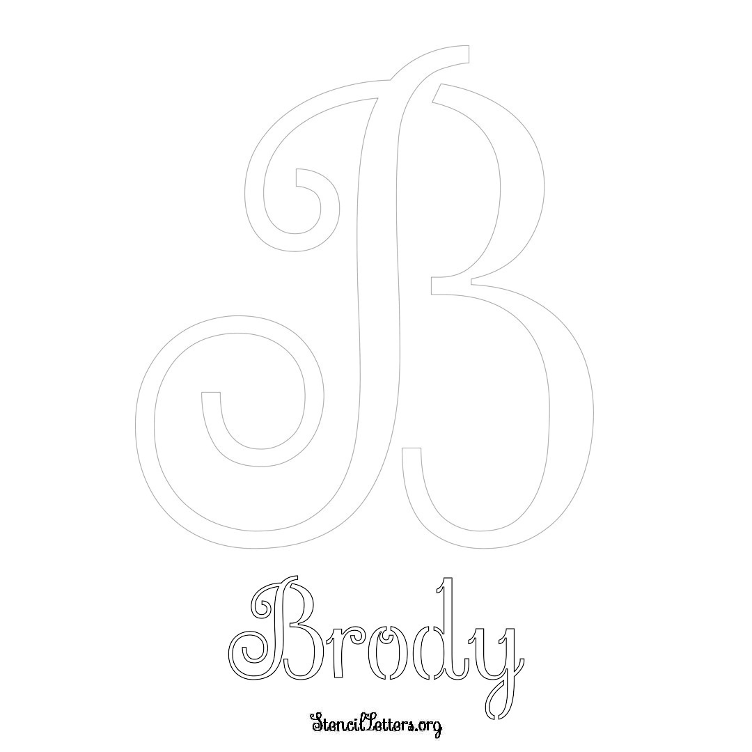 Brody printable name initial stencil in Ornamental Cursive Lettering