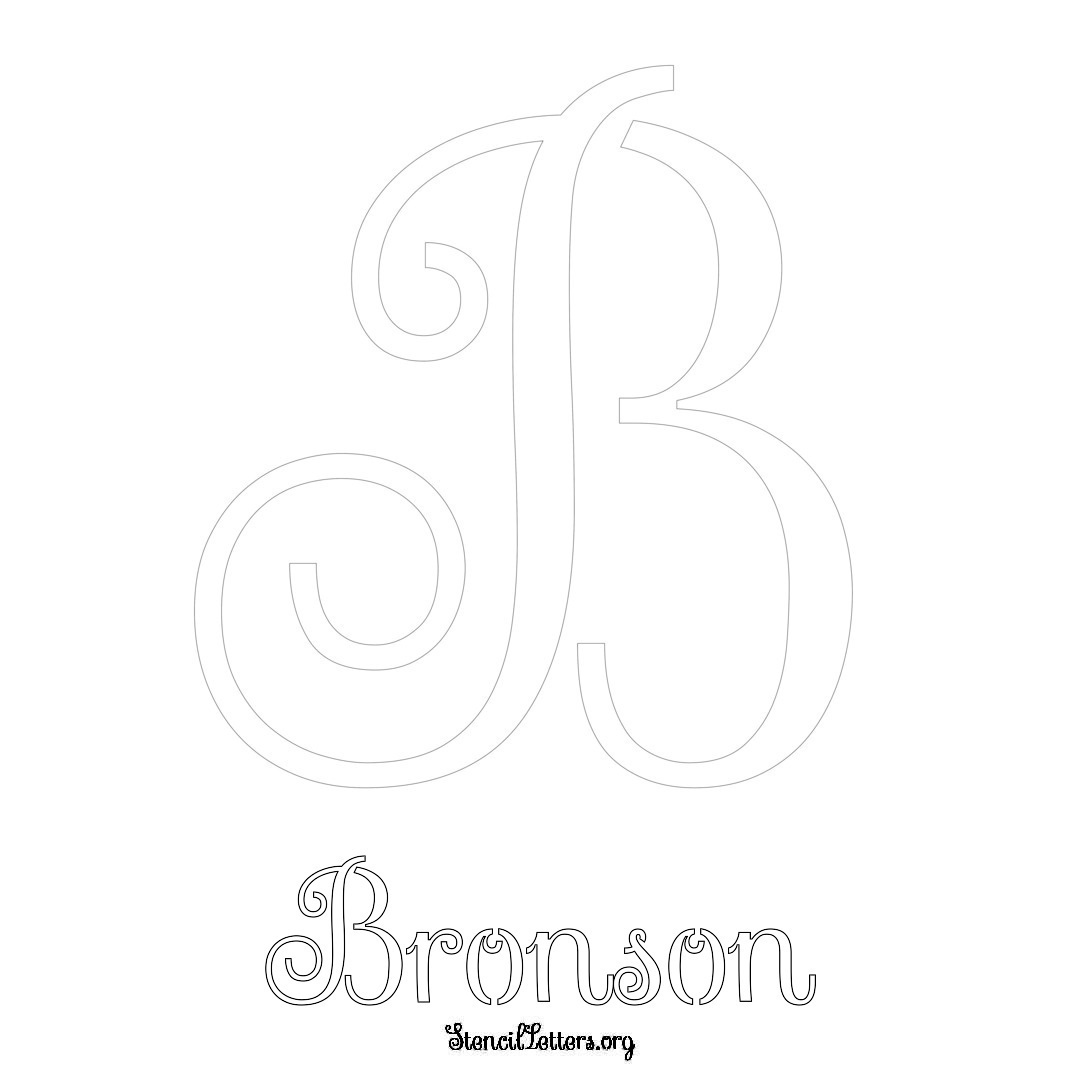 Bronson printable name initial stencil in Ornamental Cursive Lettering