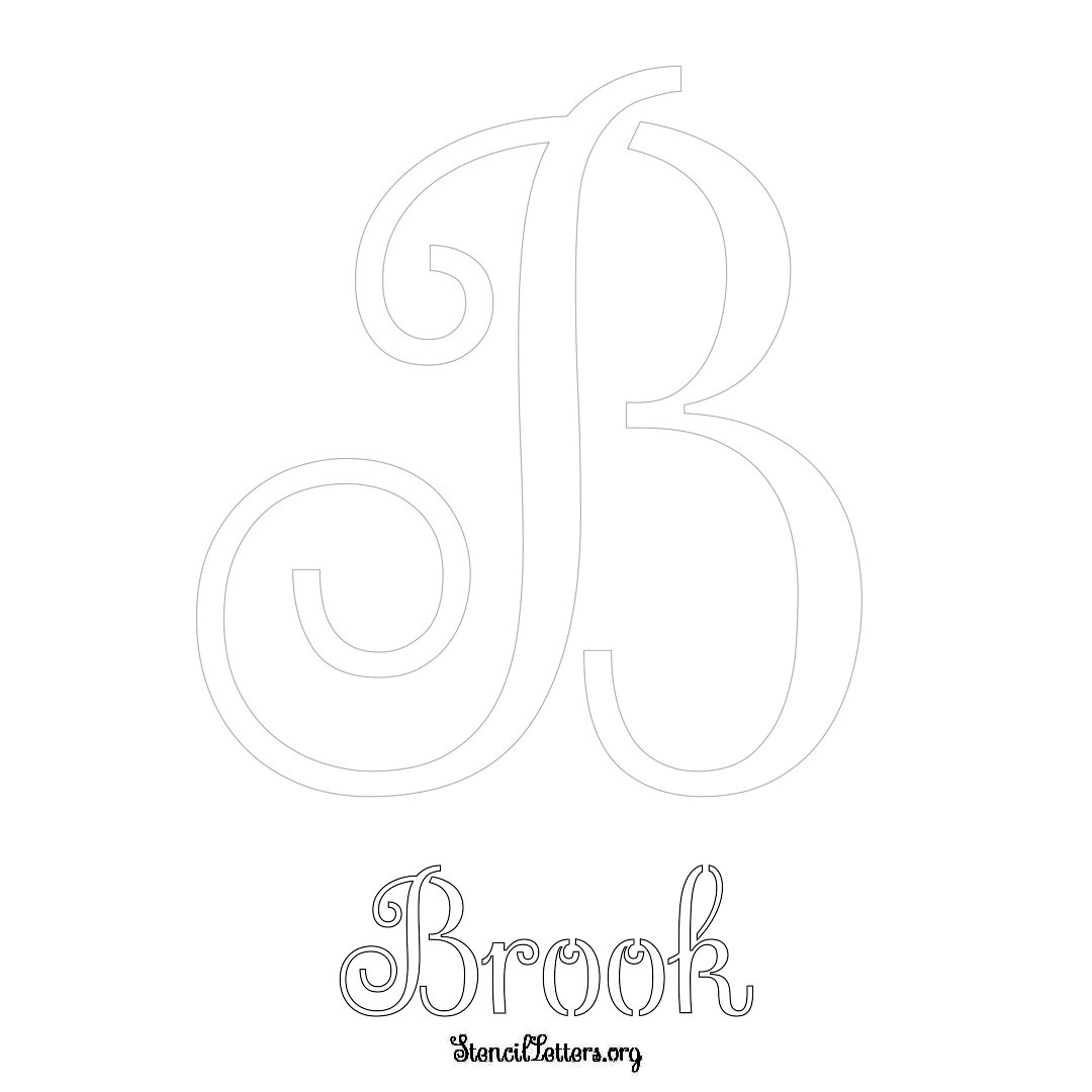 Brook printable name initial stencil in Ornamental Cursive Lettering